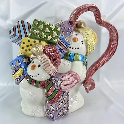 Vintage 1995 FITZ & FLOYD Frosty Folks Snowmen Christmas Pitcher ~ Retired • $30