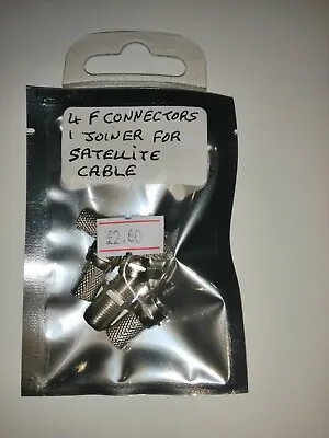  4 F/Connectors And 1 Joiner For Satellite Cable • £2.60