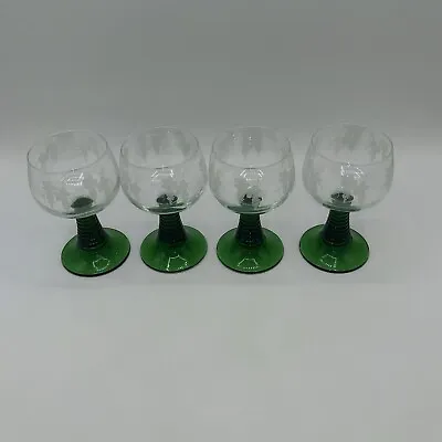 Vintage Green Luminarc Stem Beehive Wine -Glasses Set Of 4 • $26