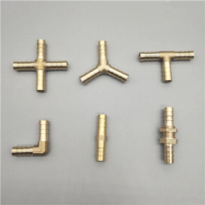 £2.26 • Buy Brass Straight Bulkhead X Y L Tee Barb Hose Joiner Connector Water Air Fuel Gas