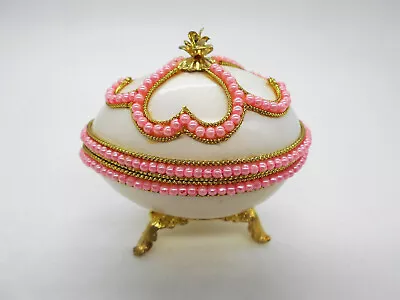 Faberge Egg Gout: Sumptuous White Pink Pearl Jewelry Box • £41.09