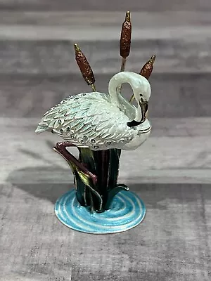 Crane Bird Bejeweled Hinged Trinket/Jeweled Box FREE Shipping • $29.99