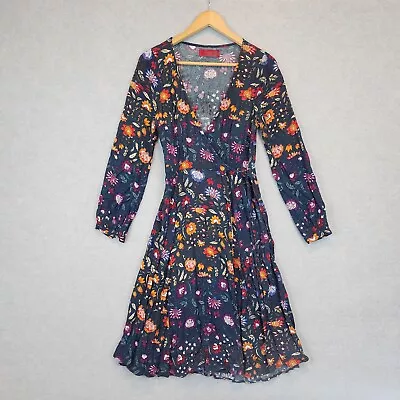 Tigerlily Dress Womens 10 Floral Wrap Knee Length Hippie Boho Gypsy Byron • $44.90