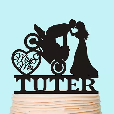 Motorbike Wedding Cake Topper Motorcycle Personalized Bike Acrylic Decorations • $9.99