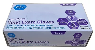 Synthetic Vinyl Exam Gloves - Medium - N/S - Powder Free - MPR-50804 • $15.99