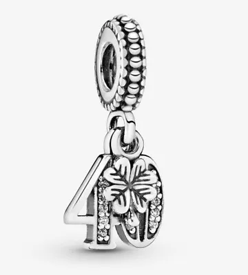 PANDORA 40th Celebration Dangle Sterling Silver Charm Pendant • £22.99