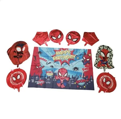 $7.99 • Buy Spiderman Happy Birthday Banner Backdrop Kids 59  X 38  With Balloons 