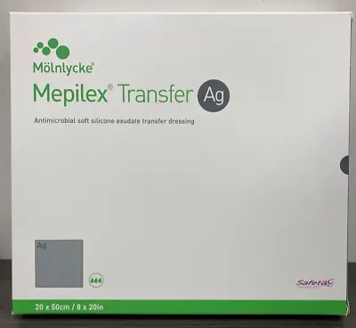 Molnlycke 394590 Mepilex Transfer Ag Antimicrobial Soft 8 X 20  Box Of 2 • $119.99