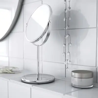 IKEA TRENSUM Shaving Mirror Normal & Magnifier Bathroom Stainless Steel 2 Sided • £9.89