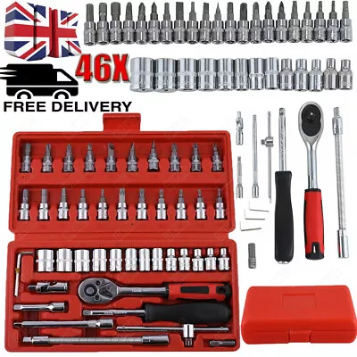 46PCS Screwdriver Socket Set Metric Bit Driver Set Ratchet Torx Hex Wrench Tool • £11.15