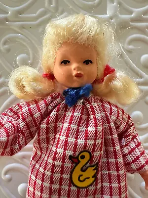 VTG German Flexible Caco Doll Girl Child Toddler Dollhouse 3  Blonde Hair • $12