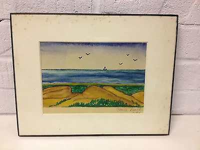 Vintage Mid Century 1965 Watercolor Landscape Painting Cranes Beach MA • $45