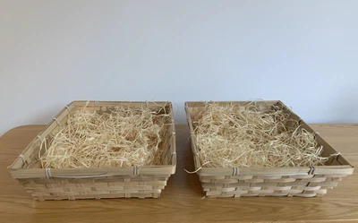 £13.99 • Buy 2 X Wicker Baskets & Straw - Present Hampers, Eggs, Gifts, Storage