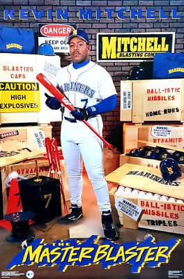 Kevin Mitchell MASTER BLASTER Seattle Mariners 1992 MLB Costacos 23x35 POSTER • $26.99