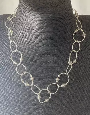 Marks And Spencer Collar Length Chain & Bead Versatile Silver Tone Necklace • £5.99