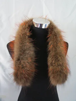 100%Real Raccoon Fur Collar/ Wrap/scarf /brown Cap Collar /jacket Collar 75*11cm • $19