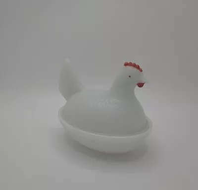 Vintage Westmoreland White Milk Glass Hen On Nest Candy Dish 4.5  Farm Decor • $19.95