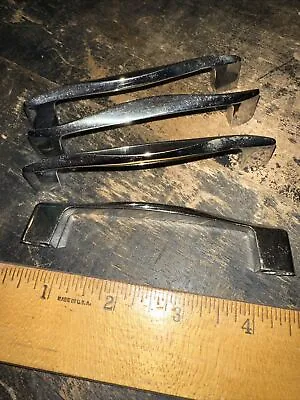 Lot Of 4 Vintage Mid Century (Chrome Cabinet/Drawer Pulls) Reclaimed Hardware • $16