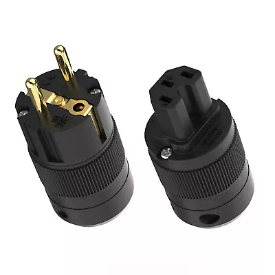 24K Gold Plated EU SCHUKO AC HiFi Power Plug C15 C13 IEC Connector For Cable DIY • £6.07