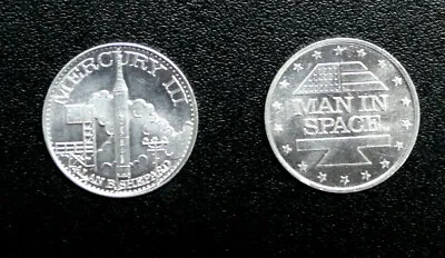 Man In Space SHELL GAS CONTEST 1969  MERCURY  III  SHEPARD USA Aluminium COIN  • $1.50