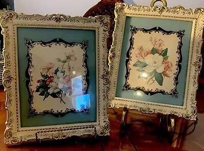 Vintage Set Of 2  8x10 Original Turner Art Floral Pictures With Glass • $48