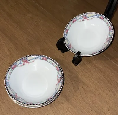 Vintage  VICTORIA Czechoslovakia Floral/Gold China 5-1/2” Berry Bowls Set Of 4 • $14.99