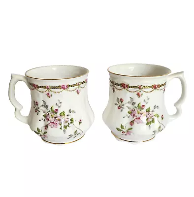 Vintage English Bone China Teacups Mugs Set Pink Rose Floral Cottage Tea Party • $26.95