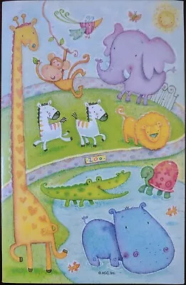 Vintag 90's AGC Stickers ZOO ANIMAL Giraffe ELEPHANT Lion MONKEY Hippo TURTLE • $0.91