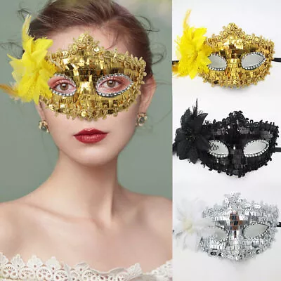 1PC Masquerade Mask Women Shiny Venetian Party Prom Ball Face Decoration  ZF • £3.38