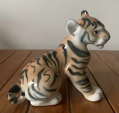 Lomonosov Ussr Porcelain Tiger Cub Figurine Ornament Collectable • £18