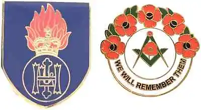£9.99 • Buy Royal Highland Fusilier Military Badge And Masonic We Will Remember Enamel Badge