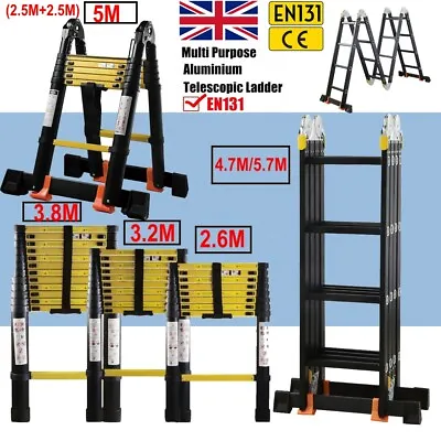 £64.99 • Buy 2.6M 3.2M Muti-Purpose Telescopic Extendable Folding Steps Loft Ladder