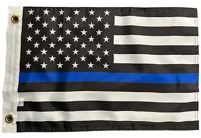 Small 12 X18  Thin Blue Line American Flag Police Law Boat Car Bike Kayak Window • $12.99