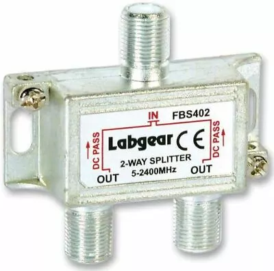 LABGEAR - Broadband 2-Way Compact Splitter Power Pass All Ports 5-2400MHz • £11.70