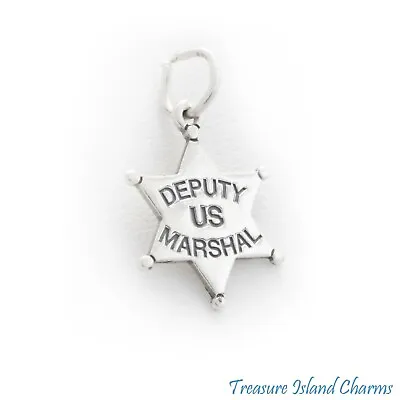 Deputy US Marshal Star Badge 925 Solid Sterling Silver Charm MADE IN USA • $28.58