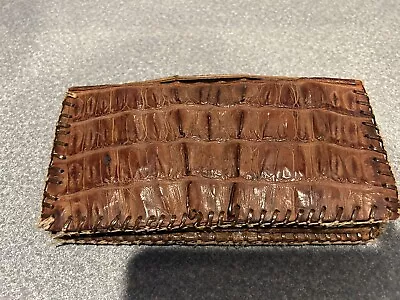 Vintage Genuine Alligator Wallet Purse Clutch Brown Leather • $9.99