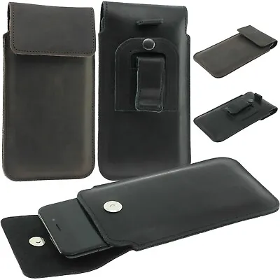 Flap Vertical Pouch Made Of Genuine Leather With Belt Clip Case Cover For Iphone • £16.19