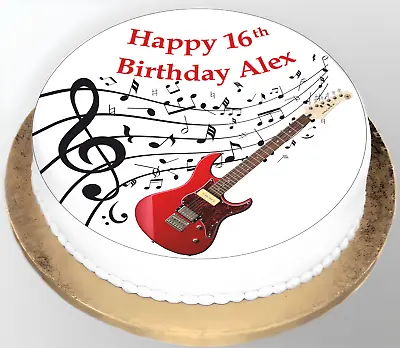 Electric Guitar Music Personalised Edible Icing Sheet / Cake Topper 6-8  Round • £5.99