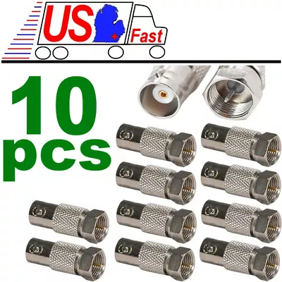 10 Pcs BNC Female To F Type Male Coax Coaxial Cable Connector Adapter Converter • $12.95