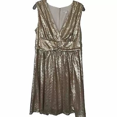 Eva Mendes By New York & Company Gold Dress Size Large Gold Sequin Mini Party • $28.50