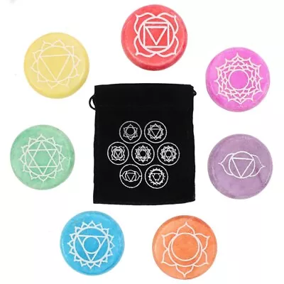 The 7 Chakra Meditation Stones Including Velvet Drawstring Pouch. Meditation. • £2.75