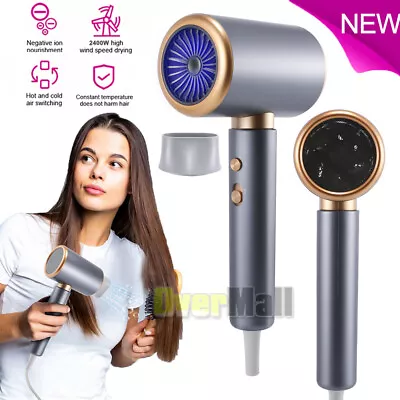 2IN1 Ionic Hair Dryer Blower 2400W Professional Salon Negative Blow Fan Dry Cool • $33.85