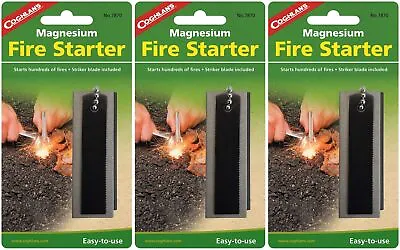 Coghlan's Magnesium Fire Starter W/Flint Easy-to-Use Emergency Mag Bar (3-Pack) • $18.71