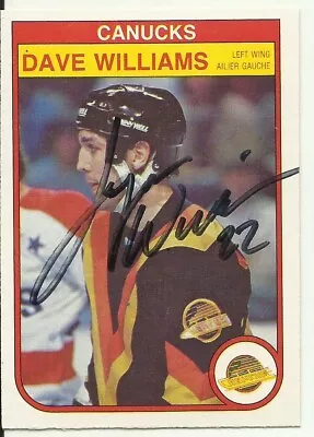 Dave  Tiger  Williams Autographed Vancouver Canucks Card Maple Leafs • $3.99