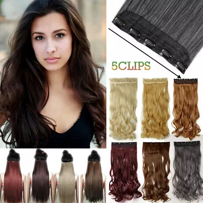 UK Thick Clip In Hair Extension One Peice Half Full Head Real Long Hair Peice M5 • £13.93