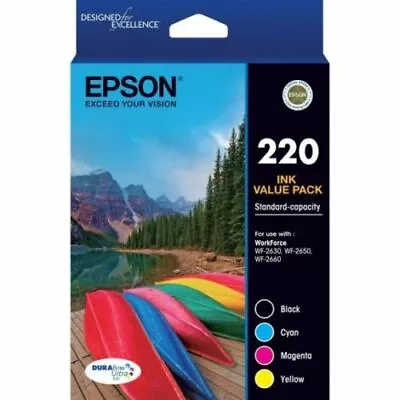 Genuine Epson 220 4-ink Value Pack For WF2630WF2650WF2660XP220 XP320 XP420 • $68.99