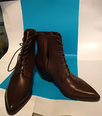 Jeffrey Campbell Womens Brown Leather Lace Up Ankle Boots Sz 8 Pre-owned Indian  • $45