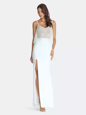 New Dress The Population Roselyn Lace Top Gown Slit Off White Size L Large *h • $39.99