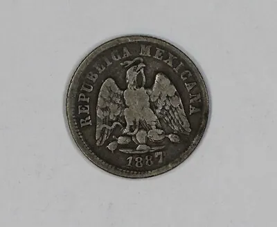 1887 Go R Mexico Silver 10 Centavos Coin KM#403.5 • $13
