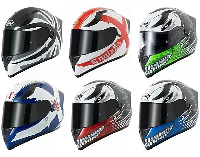 Vcan V128 Motorbike Full Face Helmet Dual Black Jack Hollow Red England Scotland • $138.91